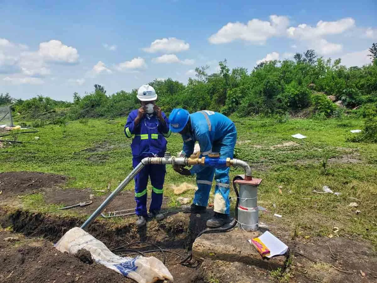 First draw from the new borehole